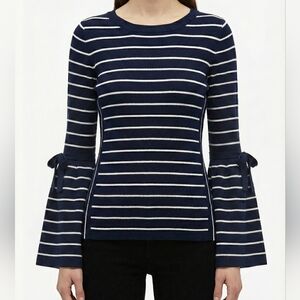 Banana Republic Navy White Stripe Merino Wool Bell Sleeves XSP Sailor Nautical